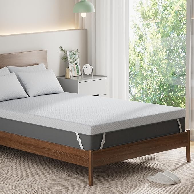 PERLECARE Full XL Mattress Topper - 3 Inch Cooling Memory Foam Mattress Pad Made with CertiPUR-US® Certified Foam,Bed Topper with Bamboo Cover,Removable & Washable & Non-Slip