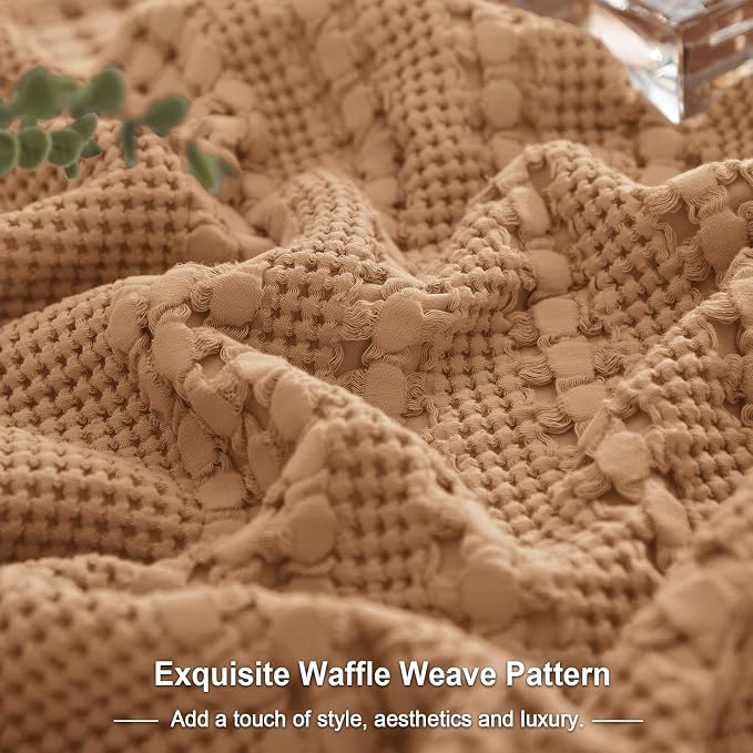 PHF 100% Cotton Waffle Body Pillowcase with Zipper, 1 Pack 20" x 54" Soft Skin-Friendly Pillow Sham, No Filling, Aesthetic Woven and Breathable Waffle Weave Body Pillow Cover for Bed, Clay
