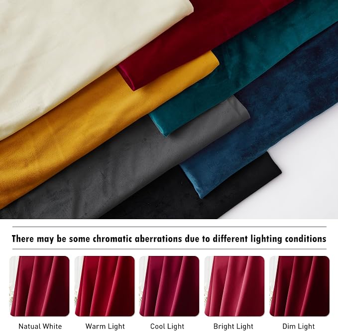 RYB HOME Ruby Red Velvet Curtains & Drapes 72 inches Long for Nursery | Thermal Insulated, Privacy UV Blocking, Luxurious Soft Fabric, Back Tab, Drapes for Bedroom Bathroom, W42 x L72, 2 Panels