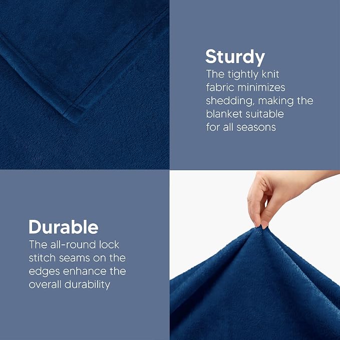 Utopia Bedding Ultra Soft Fleece Bed Blanket Twin XL Size Navy (90x76 Inch) | College Dorm Room Essentials for Girls and Guys, Microfiber Plush Warm Lightweight Breathable Cozy Blanket Anti-Static