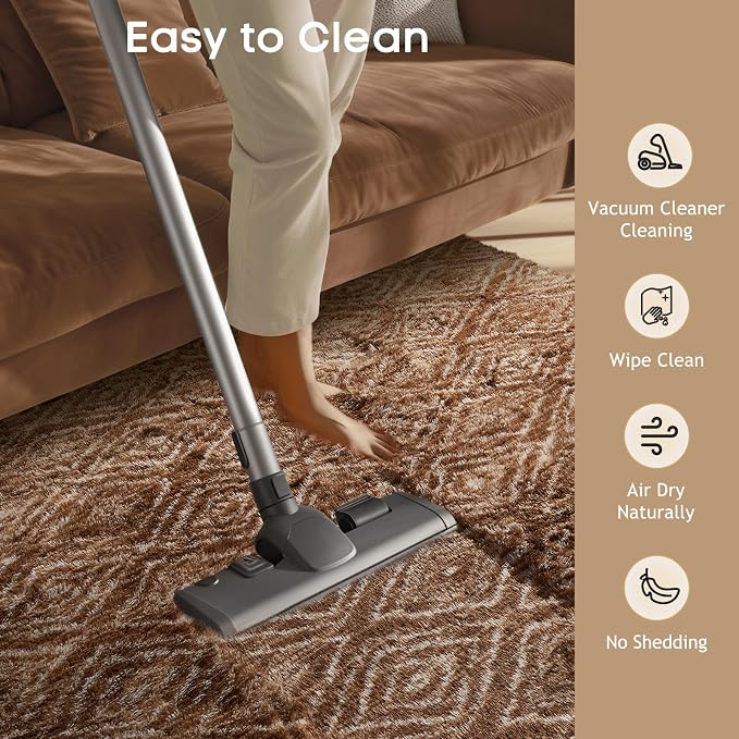 Ophanie Area Rugs for Bedroom Living Room,Color Brown and White,Size 6' x 9',Shape Rectangular