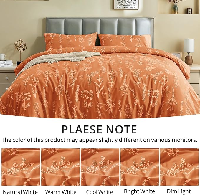 MUXHOMO Duvet Cover Twin/Twin XL Size Set, Reversible Floral Forest Carame Duvet Cover with Zipper Closure, 2 Pieces Botanical Patterns Soft Microfiber Bedding Set with 4 Ties (68"x90", 1 Pillow Case)