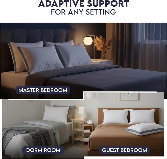 Utopia Bedding Gusset Bed Pillow, Hotel Pillows King Size Set of 2, Grey | Cotton Blended Down alternative pillows for sleeping, soft fluffy cooling comfort for Back, side & stomach sleepers, 2 pack