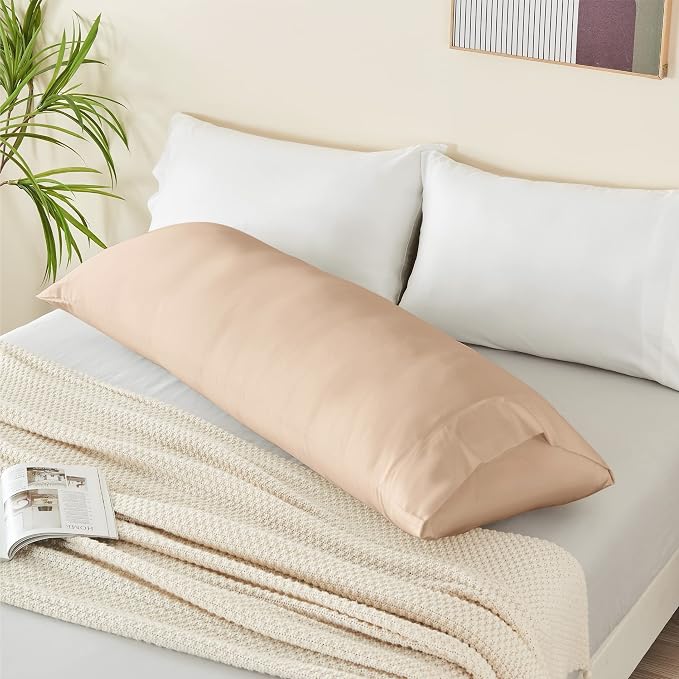 BEDELITE Body Pillow Pillowcase, Rayon from Bamboo, Taupe, 20"x54" | Cooling and Breathable Body Pillow Cover for Hot Sleepers & Night Sweats, Silky Soft Full Long Pillow Case, Envelope Closure