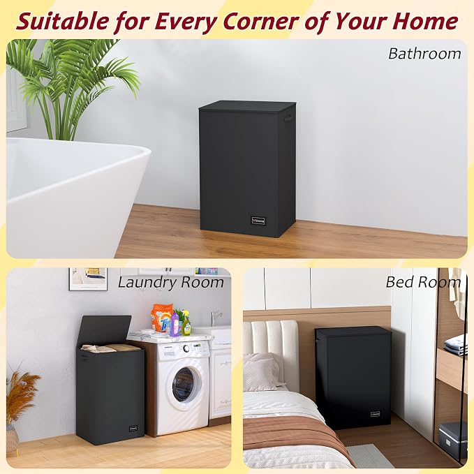 110L Laundry Hamper with Lid, Reinforced Sturdy Large Laundry Hamper with Handle and Lid, Collapsible Clothes Basket Organizer with Removable Liner Bag, Tall Dirty Clothes Bin for Dorm Bedroom