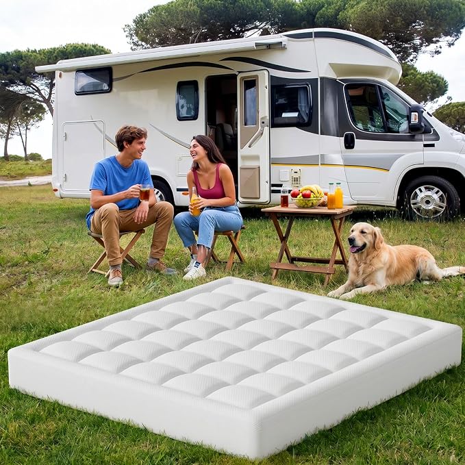 ELEMUSE RV King 3 Inch Dual Layer Memory Foam Mattress Topper | 2 Inch Cooling Gel Memory Foam and 1 Inch Soft Pillow Top Mattress Pad for Back Pain Relief,72"x80"