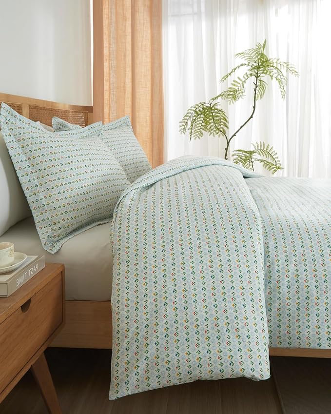 Duvet Cover Queen Size - Floral Duvet Cover - 3 Piece - Talavera Garden | Soft Floral Duvet Cover 90 x 90 with 2 Pillow Shams, Zipper Closures & Ties, Floral Bedding for Women, Men, Kids & Teens
