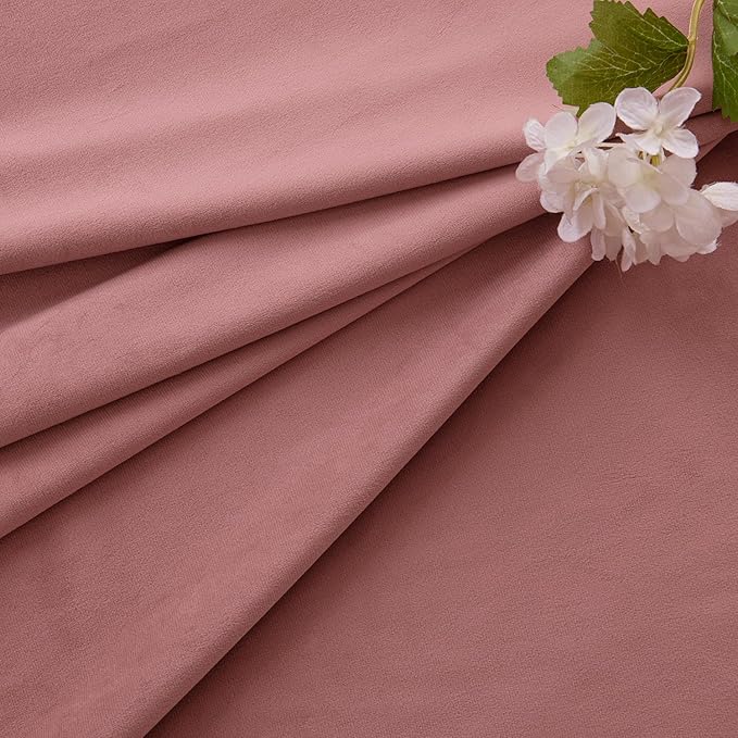 MIULEE Velvet Curtains 50W x 90L 2 Panels Dusty Rose Blackout Curtains | Luxury velvet fabric, pinch pleat design, back tab hooks, thermal insulated, blackout light blocking, for living room bedroom