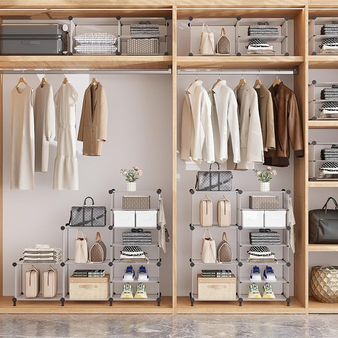 AWTATOS Closet Organizer 8 Cube Storage Shelves, Translucent | Closet Storage, Clothes Organizers, Stackable Cubby Shelving for Closet Bedroom Living Room