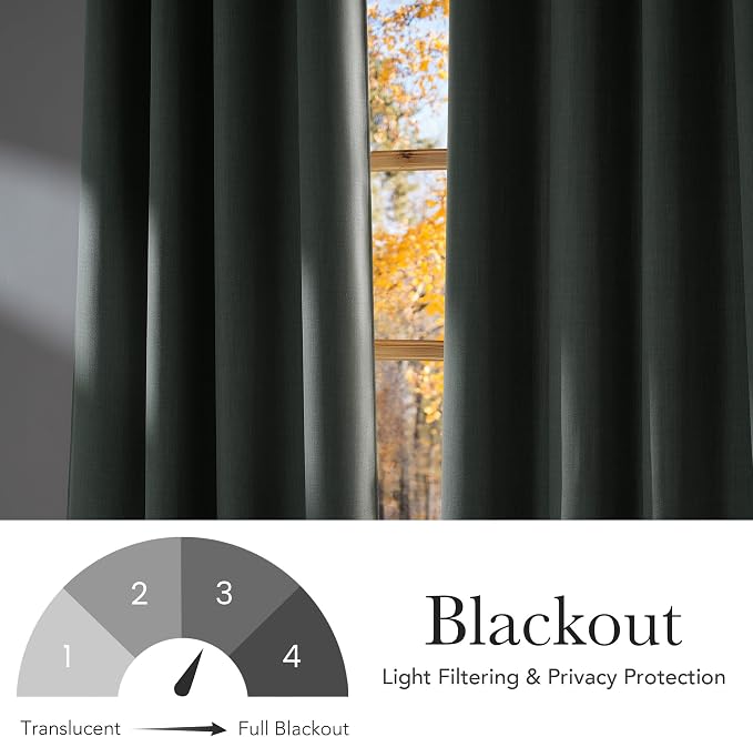 NICETOWN Faux Linen Sage Green Blackout Curtains 84 inches Long for Living | Room - Privacy Panels for Bedroom, Modern Farmhouse Style Easy Care Grommet Top, 2 Panels, W52 by L84