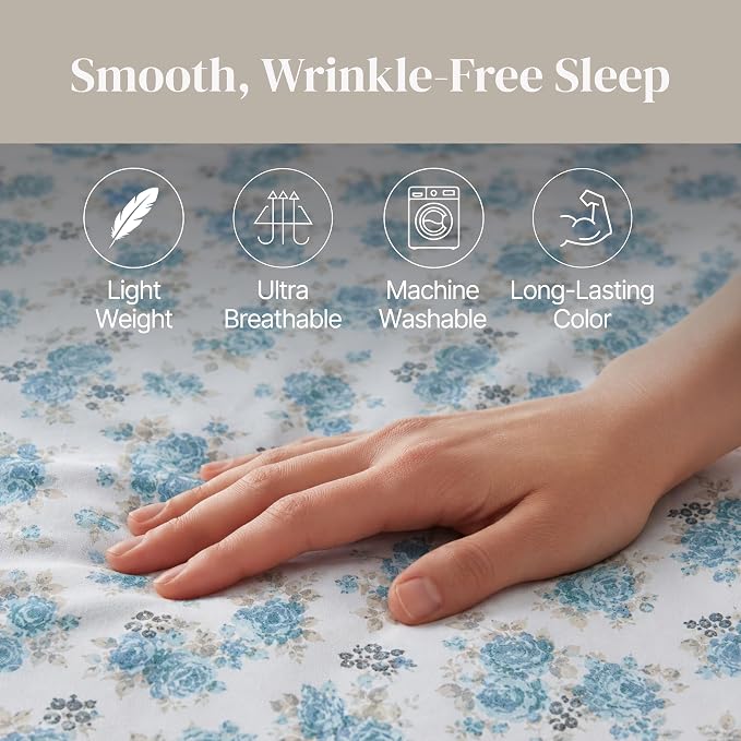 Modern Threads Printed 4-Piece Extra Soft Bedding Sheets & Pillowcase Set, Deep Pocket up to 16 inch Mattress Forever Roses Cal King
