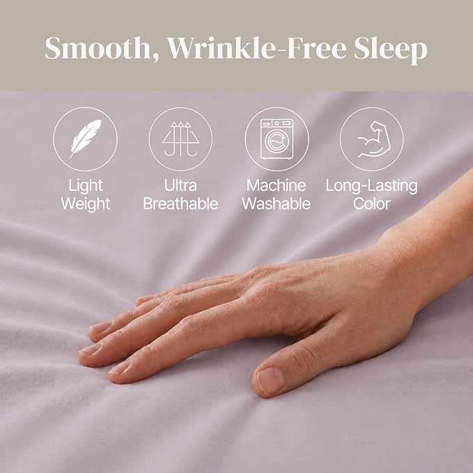 Modern Threads Soft Microfiber Solid Sheets - Luxurious Microfiber Bed Sheets - Includes Flat Sheet, Fitted Sheet with Deep Pockets, & Pillowcases Dusty Mauve King