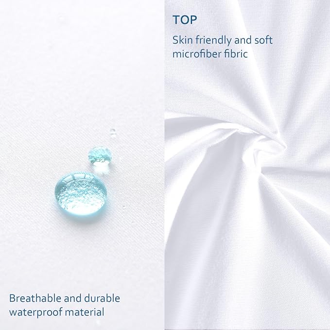 Moonsea Waterproof Mattress Protector Full Size,Mattress Cover Protector, Smooth Top Mattress Protector for Kids, Breathable Skin Friendly and Noiseless Fitted Sheet,Full Size,Polyester (Pack of 2)