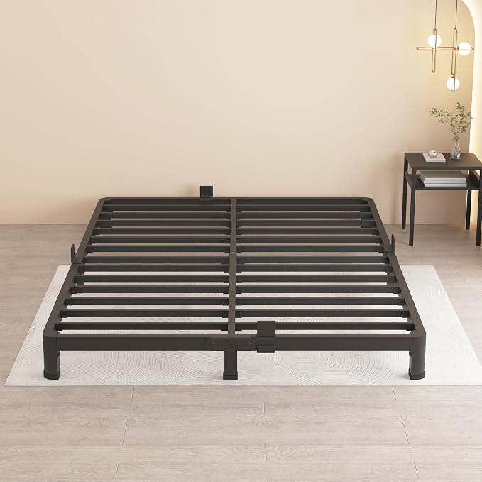 MAF 4 Inch King Metal Platform Bed Frame with Round Corner Legs | Mattress Slide Stopper, 3000 LBS Heavy Duty Steel Slats Support, Noise Free, No Box Spring Needed, Easy Assembly, Anti-Slip