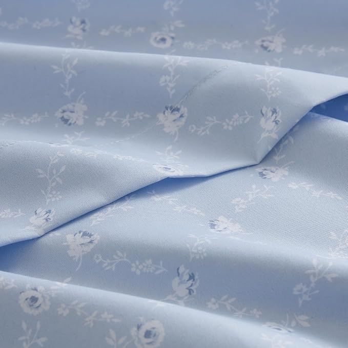 Madison Park Essentials Blue Floral Comforter Set with Sheets Twin XL,5pc | Reversible, Elegant College Dorm Bedding, Ruffle Bed in a Bag, All Season, Machine Washable, Wrinkle Resistant, Ultra Soft