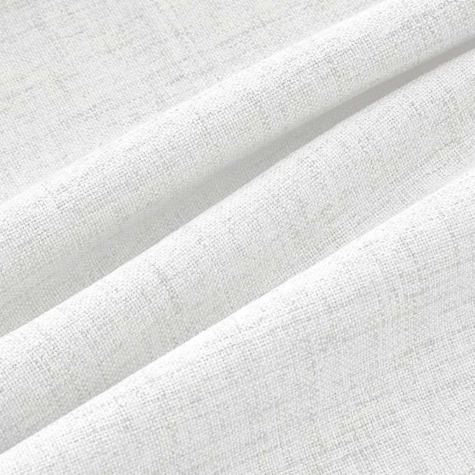 MIULEE 100% Blackout Linen Curtains 42 x 90 Inch Bright White 2 Panels | Thermal Insulated, Room Darkening Drapes for Bedroom Living Room, Back Tab Rod Pocket Pinch Pleated, Solid Luxury Decor