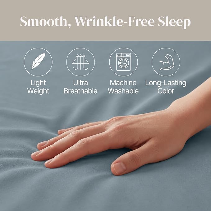 Modern Threads Soft Microfiber Solid Sheets - Luxurious Microfiber Bed Sheets - Includes Flat Sheet, Fitted Sheet with Deep Pockets, & Pillowcases Ocean Twin