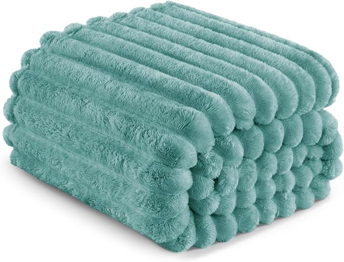 Exclusivo Mezcla Striped King Size Fleece Blanket for Bed, Couch, 90"x104" | Soft Breathable Cozy Bed Blankets, Lightweight Plush Fluffy Fuzzy Jacquard Decorative Blankets