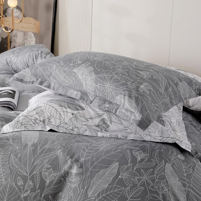 OAITE Twin Duvet Cover Set 3pcs 100% Cotton with GreyForest | Soft, Breathable,Long-lasting,Comfort,Hidden Zipper,8 Corner Ties,Easy Care for All Season