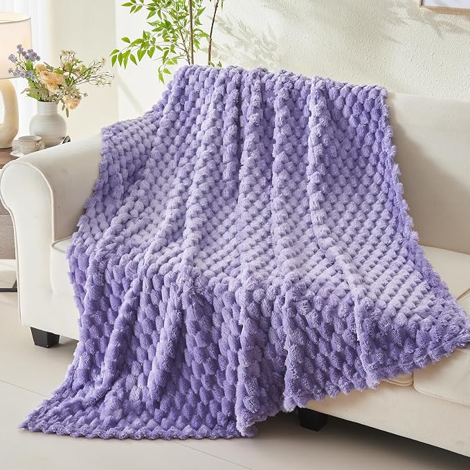 NEWCOSPLAY Fleece Clouds Cozy King Blanket for Couch, Lavender, 90"x110" | Premium Silky Flannel Blanket, Soft Lightweight Fluffy Throw Blanket for Bed Sofa Decor, Gift for All Season Use