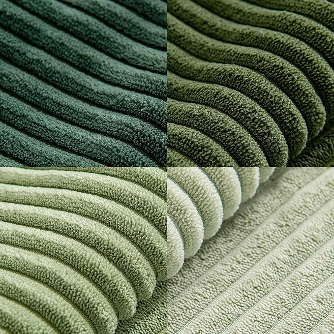 MIULEE Spring Green Decorative Throw Pillow Covers 18x18 Inch Set of 4 Boho Farmhouse Cushion Covers Mordern Nordic Pillow Cases Soft Corduroy Gradient Home Decor for Couch Sofa Living Room Bed