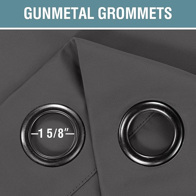 H.VERSAILTEX Blackout Grey Curtains for Bedroom Thermal Insulated Curtains 63 Inches Length Blackout Curtain Panel for Living Room, Luxury Grommet Solid in Charcoal Gray, One Panel, 52" W x 63" L