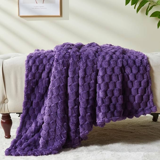 NEWCOSPLAY Fleece Clouds Cozy King Blanket for Couch, Purple, 90"x110" | Premium Silky Flannel Blanket, Soft Lightweight Fluffy Throw Blanket for Bed Sofa Decor, Gift for All Season Use
