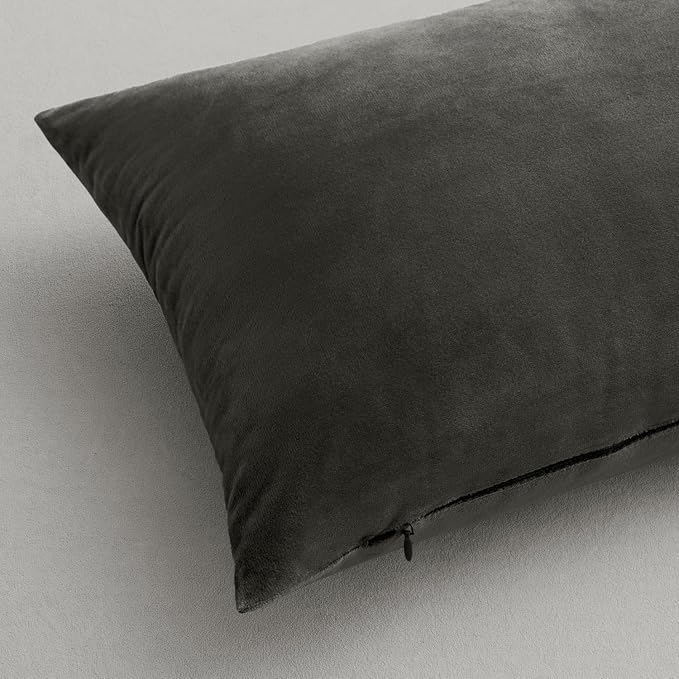 MIULEE Velvet Throw Pillow Covers 18x18 Inch Pack of 2 Medium Gray | Soft Solid Decorative Pillow Covers, Modern Luxury Home Decor, for Couch Chair Sofa Bedroom Livingroom