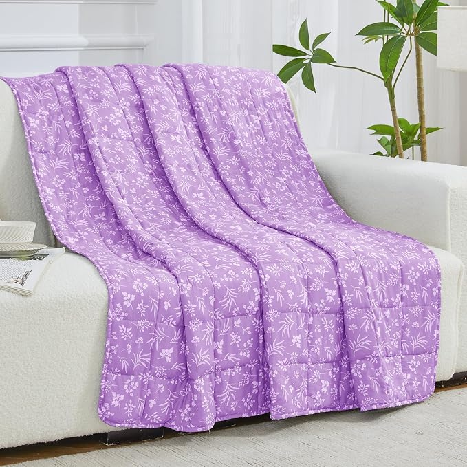 yescool Weighted Blanket for Adults (15 lbs, 60" x 80", Mauve) Cooling Heavy Blanket for Sleeping Perfect for 140-160 lbs, Queen Size Breathable Blanket with Premium Glass Bead, Machine Washable