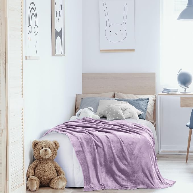 Utopia Bedding Ultra Soft Fleece Bed Blanket Twin Size Lilac (60x80 Inches) | Microfiber Plush Warm Lightweight Breathable Cozy Blanket Anti-Static, All Season Use, Gift for Women and Men
