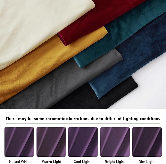 RYB HOME Purple Velvet Blackout Curtains for Bedroom 63 inches Length | Thermal Insulated, Privacy UV Heat Blocking, Luxurious Soft Fabric, Back Tab, Drapes for Nursery Office, W42 x L63, 2 Panels
