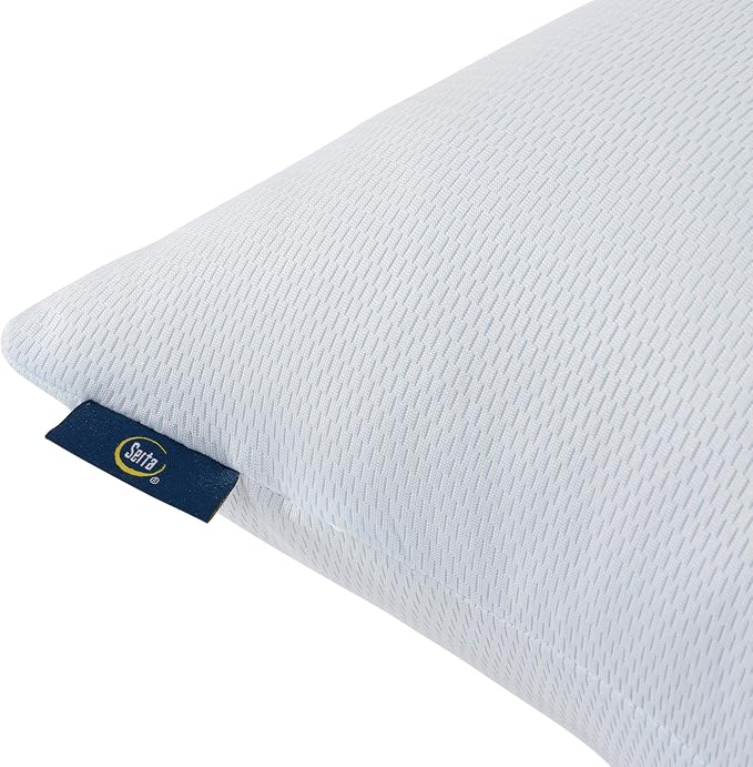 Serta Won't Go Flat Down Alternative Cooling Bed Pillows, Extra Life Foam Core with Medium Support, Perfect for Back, Stomach or Side Sleepers (2 Pack), Standard/Queen, White