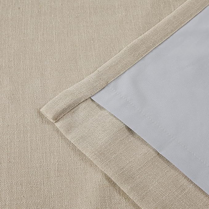Vision Home Sand Pinch Pleated Full Blackout Curtains Linen Blended Room Darkening Window Curtains 95 inch for Living Room Bedroom Thermal Insulated Pinch Pleat Drapes with Hooks 2 Panel 40" Wx95 L