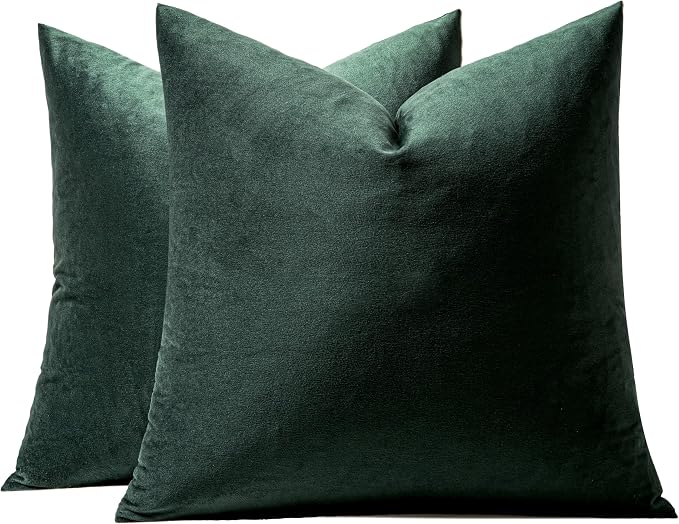 MIULEE Velvet Throw Pillow Covers 12x12 Inch Pack of 2 Army Green | Soft Solid Small Decorative Pillow Covers, Modern Luxury Home Decor, for Couch Chair Sofa Bedroom Livingroom Car