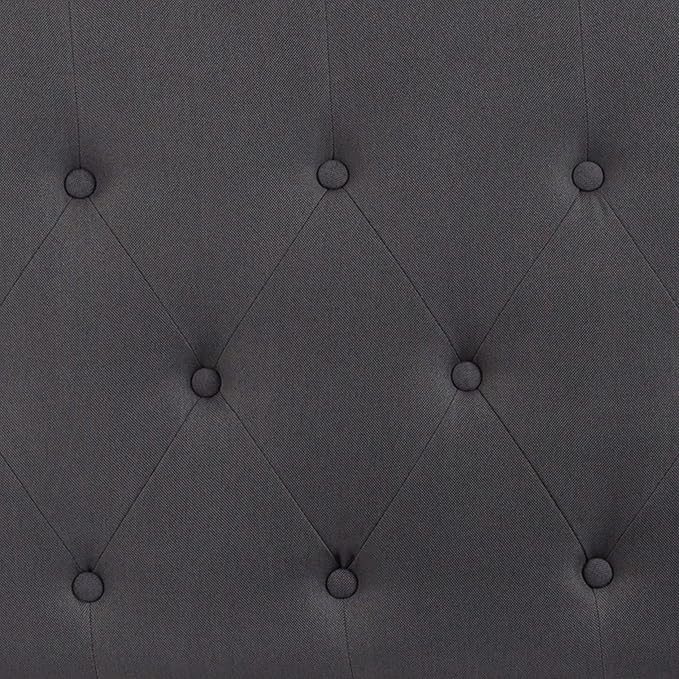 EMMA + OLIVER Dark Gray Queen Button Tufted Headboard | Adjustable Bed Rail Slots, Fabric Upholstered