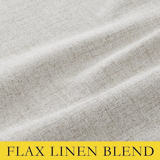 NICETOWN 100% Blackout Linen Curtains 84 inch Long 2 Panels, Alabaster Gray | Vintage Dining Room Curtains Thermal Insulated, Noise Reducing, Farmhouse Style, Privacy Protection, W52" x L84" per Panel