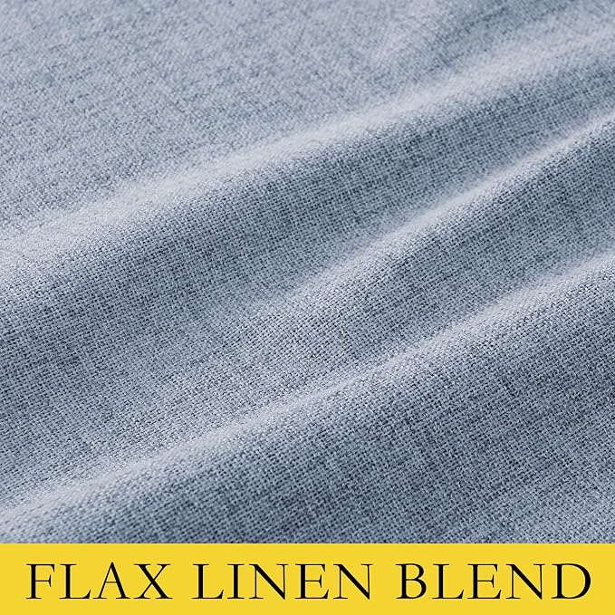 NICETOWN 100% Blackout Linen Curtains 84 inch Long 2 Panels, Stone Blue | Vintage Living Room Curtains Thermal Insulated, Noise Reducing, Privacy Protection, Farmhouse Style, W52" x L84" per Panel