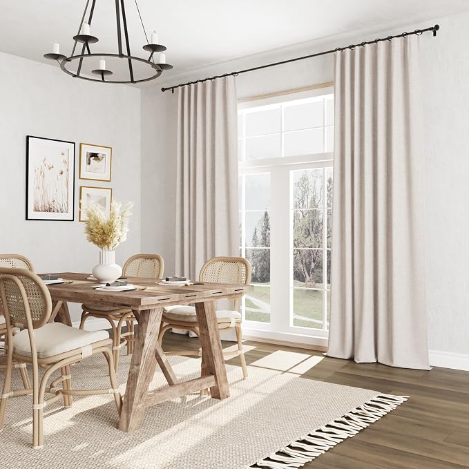 100% Blackout Curtains 84 Inch Length 2 Panels Set for Living Room Bedroom Back Tab Thermal Insulated Black Out Linen Drapes Room Darkening Window Curtains 84 Inches Long, Sand Beige