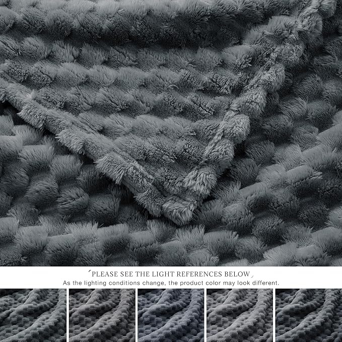 EXQ Home Gentle Soft Fleece Throw Blanket – Cozy Lightweight 3D Imitation Turtle Shell Jacquard Blanket for Couch Bed – All-Season Warm Fuzzy Flannel Blanket for Women Mom Gifts(60"x80",Charcoal Grey)