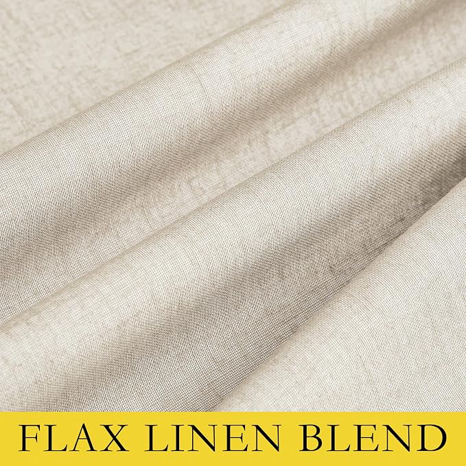 NICETOWN Beige Blackout Curtains for Boy's Room 52" w x 80" L 2 Panels | 100% Room Darkening Linen Texture Thermal Insulated Full Room Darkening 2-Layer Lined Drapes, Energy Efficiency Draperies