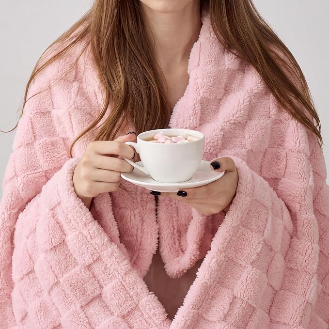 Bedsure GentleSoft Throw Blanket for Couch - Super Soft Cozy Blankets Gifts, Cute Small Fleece Throws for Bedroom Home Decor, Pink, 50x70 Inches