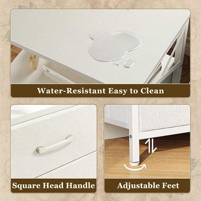 Huuger Nightstand Set of 2 with Charging Station, USB-C Port, End Tables | Night Stand with 2 Drawer Side Table with Open Shelf, Bedside Table for Small Spaces, X Shaped Side Rail, White