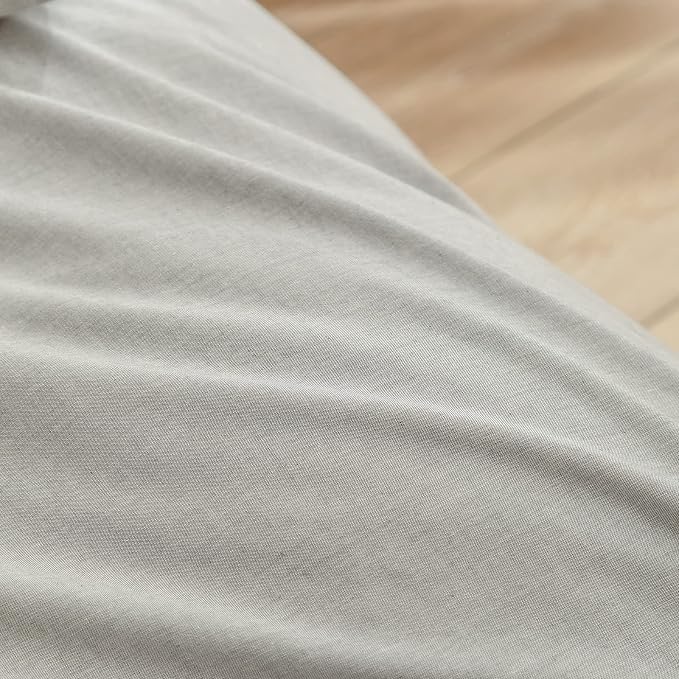 BESTOUCH Cotton Solid Duvet Cover Set Linen Feel Light Grey Queen | 100% Washed Cotton, Soft Wrinkle Texture, Hidden Zipper, 8 Ties, Breathable Lightweight Durable Comfy, 3 Pcs No Insert