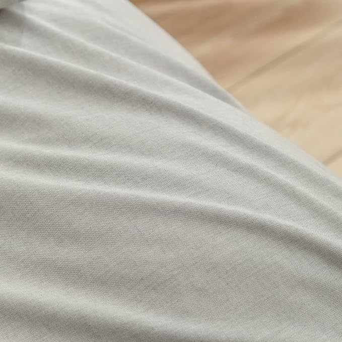 BESTOUCH Cotton Solid Duvet Cover Set Linen Feel Light Grey Full | 100% Washed Cotton, Soft Wrinkle Texture, Hidden Zipper, 8 Ties, Breathable Lightweight Durable Comfy, 3 Pcs No Insert