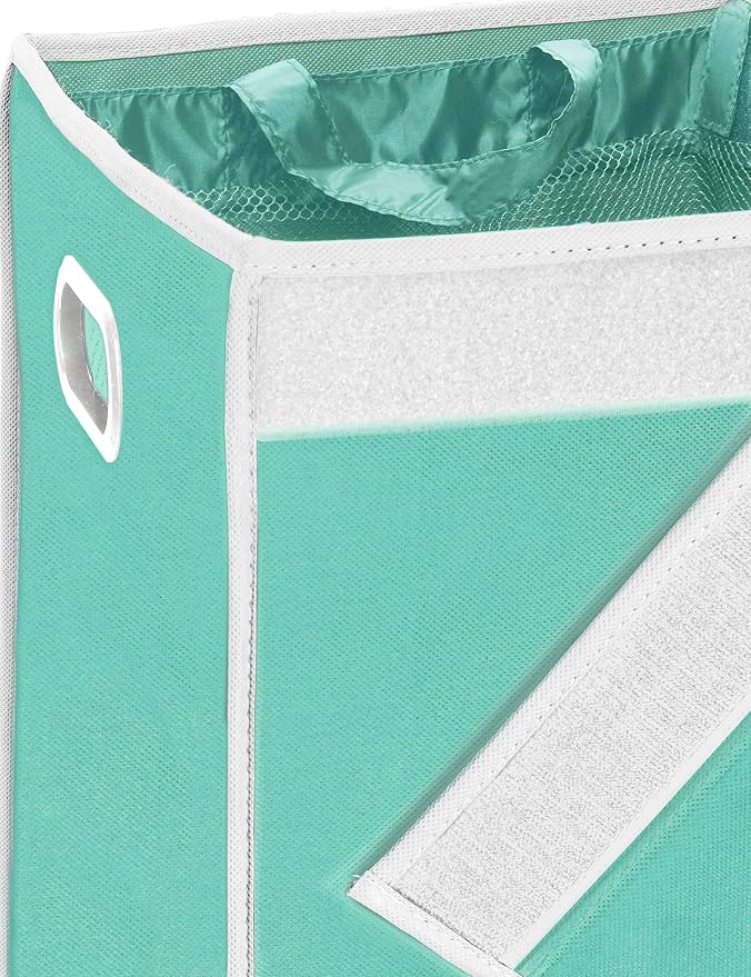 Simple Houseware Double Laundry Hamper with Lid & Removable Bags, Turquoise | with Handles for Bedroom, Laundry Room, Bathroom