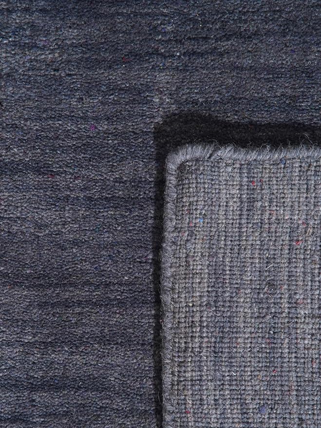 HAND KNOTTED LOOM WOOL ECO-FRIENDLY AREA RUGS - 2'6''x6', Runner Shape, Charcoal Color, Contemporary Modern, High Pile Thick Handmade Anti Skid Area Rugs for Living Room, Bed Room (L00530)