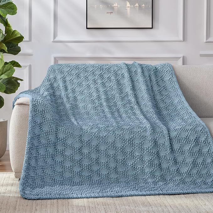 Anysay Knitted Weighted Blanket for Adult,Chunky Knit Throw 60''*80'' 12lbs | Cooling Weighted Blanket for Sleep Breathable Machine Washable Fall Heavy Blanket for Room Decor(Queen)