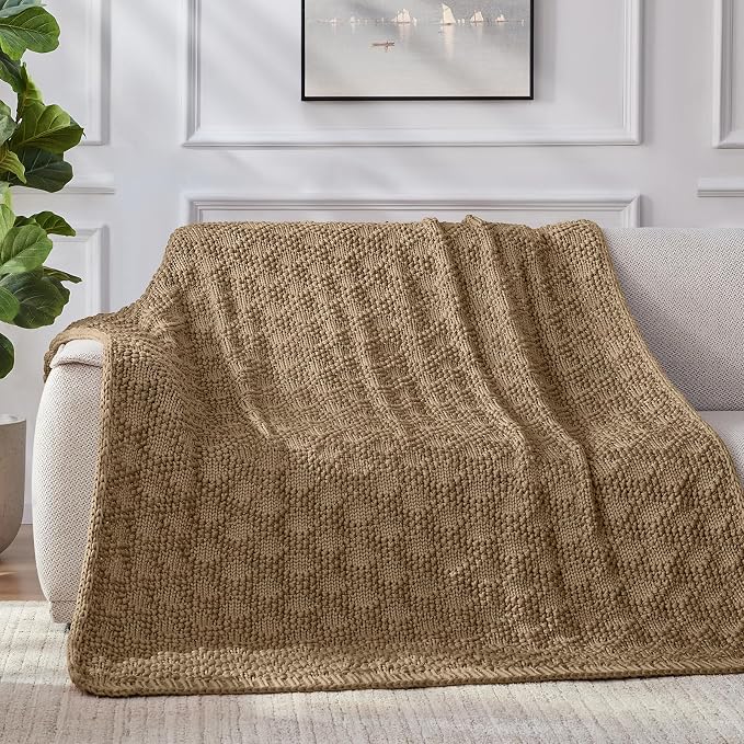Anysay Knitted Weighted Blanket for Adult,Chunky Knit Throw 60''*80'' 17lbs | Cooling Weighted Blanket for Sleep Breathable Machine Washable Fall Heavy Blanket for Room Decor(Queen)