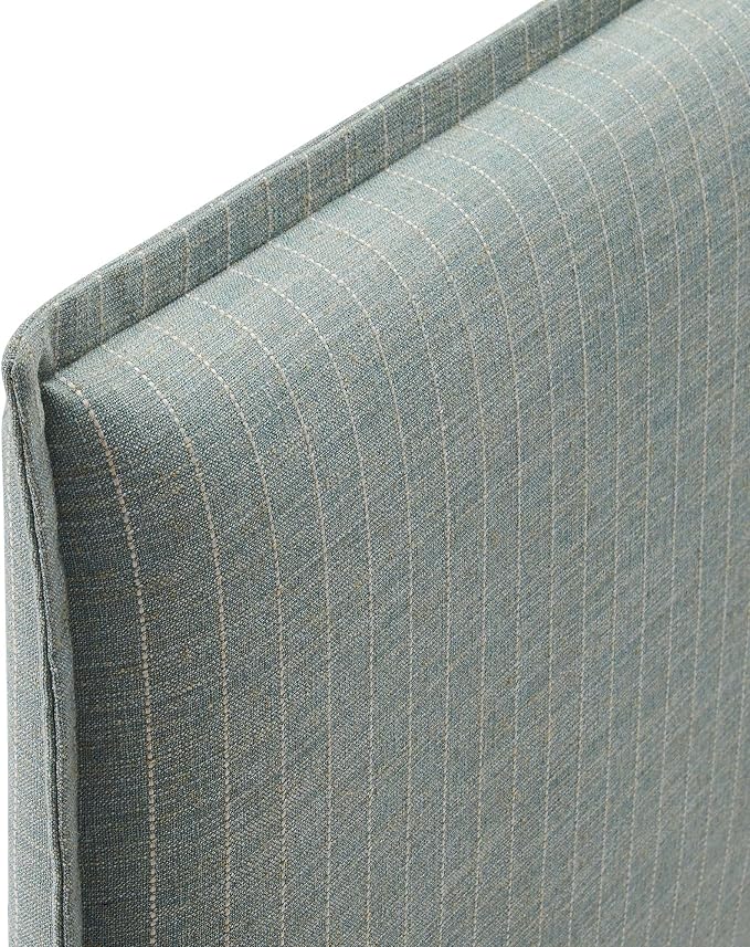 Modway Camille Full Size Striped Linen Blend Pinstripe Headboard with Removable Slipcover – in Spa Blue Stripe - Padded Pillow Style Headboard with Adjustable Mounting for Full Beds