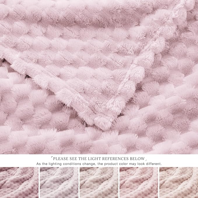 EXQ Home Gentle Soft Fleece Throw Blanket – Cozy Lightweight 3D Imitation Turtle Shell Jacquard Blanket for Couch Bed – All-Season Warm Fuzzy Flannel Blanket for Women Mom Gifts(50"x60",Purplish Pink)